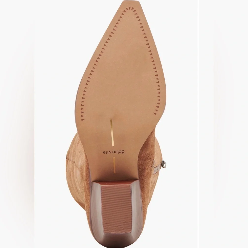 Dolce Vita Over-the-Knee Suede Western Boot - Tan